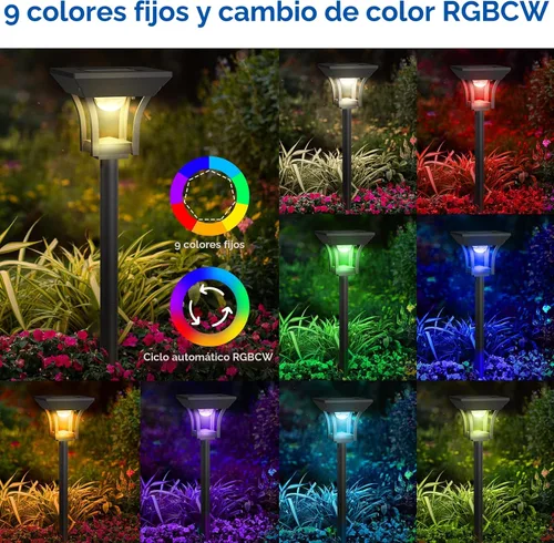 Vista 2 de CINOTON RGBCW Luces solares para caminos al aire libre, 3 modos de iluminación, paquete de 6