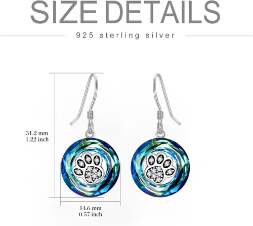 Vista 14 de POPKIMI Bonitos aretes colgantes de animales, joyería de animales, regalos de cumpleaños y Navidad para mujeres, aretes de ópalo de cristal de plata