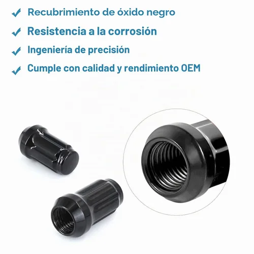Vista 3 de Tuercas de llanta negras M12x1.5 de 1.5 pulgadas + herramienta, tuercas de rueda de 0.472 x 0.059 in compatibles con Toyota Tacoma 4Runner FJ Negro