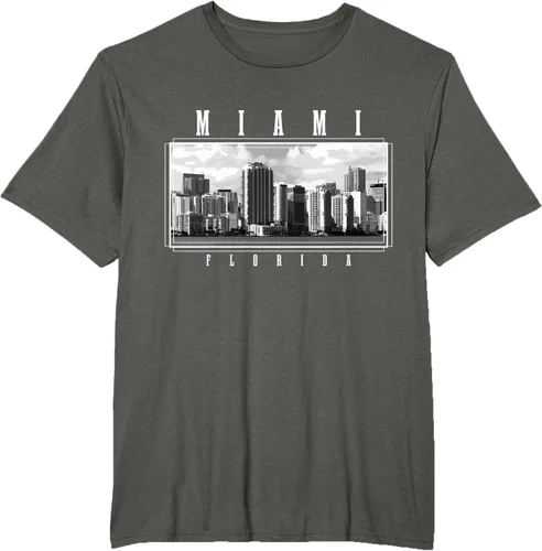 Vista 5 de Miami Skyline Florida Pride Vintage Miami Camiseta, Negro