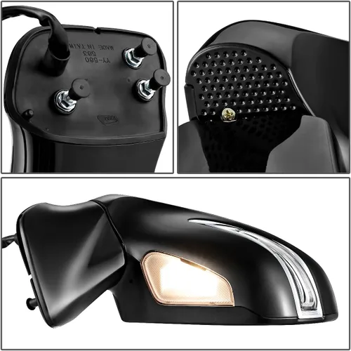 Vista 4 de DNA Motoring OEM-MR-LX1320159 - Espejo de visión de la puerta del lado del conductor con luz de charco de señal de giro de memoria compatible