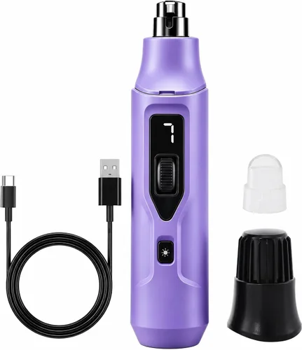 Vista 8 de Tife Molinillo de uñas para perros de 7 velocidades con luz LED, USB-C recargable (rosa)