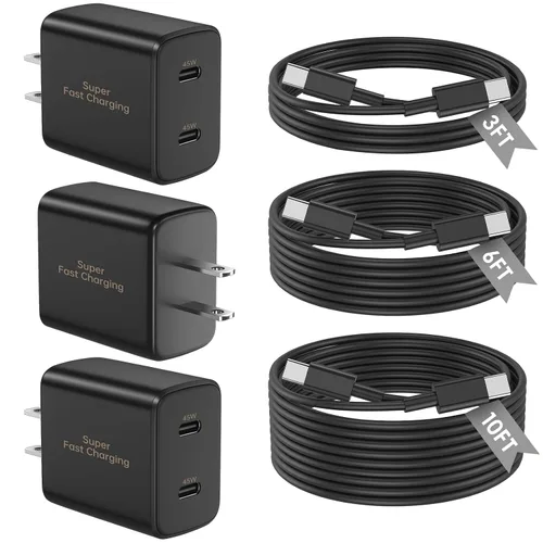 Vista 14 de LOFPYE Paquete de 3 cables USB C a USB C de 1 pie y 60 W, cable de carga rápida tipo C para iPhone Air 17 16e 16 15 Pro Plus Pro Max, para Galaxy
