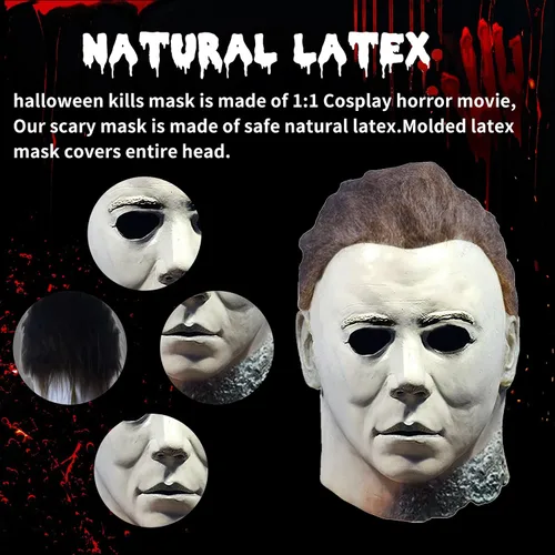 Vista 2 de Michael Myers MaskHalloween Kills Mask Original Michael Myers Mask Adult Latex Scary Face Masks For Carnival Costume Party
