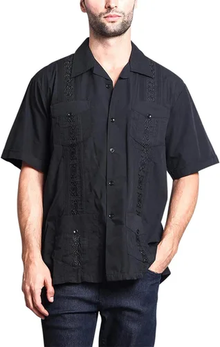 Vista 23 de G-style EE. UU. Remera playera mangas cortas de guayabera cubana para hombres