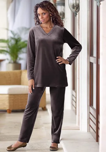 Vista 6 de Roaman's Conjunto deportivo de terciopelo para mujer en talla grande