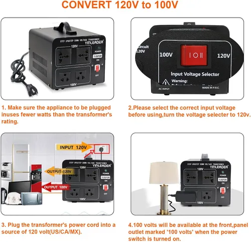 Vista 5 de Yinleader 2000W Convert 120V to 100V Step Up/Down Voltage Transformer