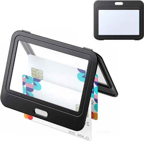 Vista 26 de Uniclife Paquete de 3 Portacarnet Deslizante con Ventanas de Doble Cara Funda Vertical de Plástico Duro Negro Bolsa Protectora de Tarjetas