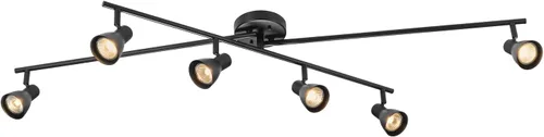 Vista 12 de Globe Electric 64000055 - Iluminación de riel de 6 luces de 42", barra central doble giratoria, color blanco mate, acentos en tono madera, luz