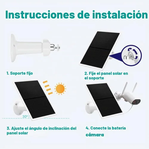 Vista 6 de Cargador de panel solar para cámaras de seguridad al aire libre, 10 W, CC 5 V, compatible con cámaras de batería recargable micro USB y tipo C