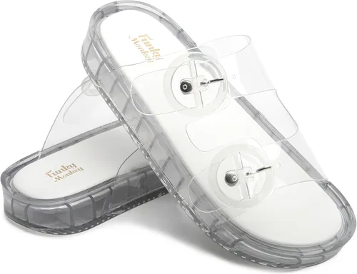 Vista 54 de FUNKYMONKEY - Sandalias bajas cómodas para mujer, hechas de etilvinilacetato, ajustables con hebilla doble
