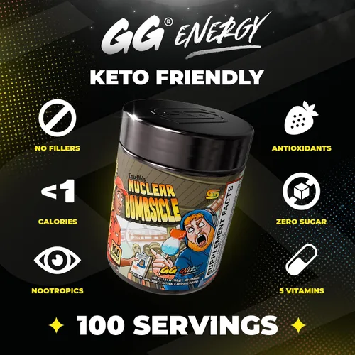 Vista 2 de Gamer Supps GG® Energy - CaseOh's Nuclear Bombsicle por CaseOh (100 porciones) - Energía de juego compatible con Keto y mezcla nootrópica, sin