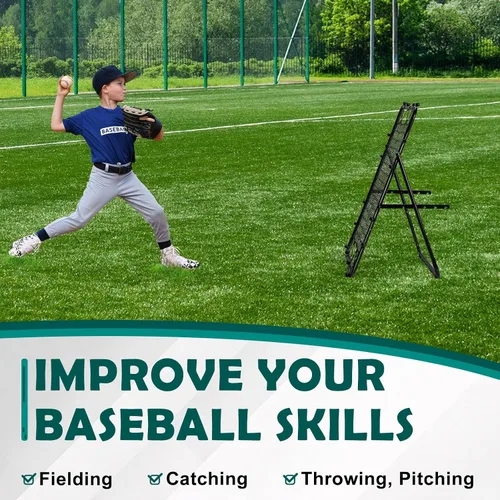 Vista 4 de LIANTRAL Red de rebote de béisbol, entrenador de rebote ajustable para fútbol, voleibol, sóftbol y lacrosse, rebote plegable portátil para práctica