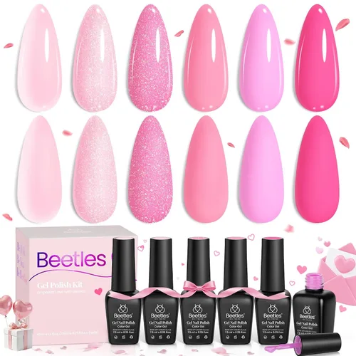 Vista 44 de beetles - Juego de esmaltes en gel color borgoña – Berry Merlot 6, ciruela, cereza, moca, rojo, otoño-invierno, morado oscuro, vino púrpura oscuro
