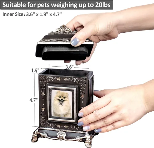 Vista 3 de AELS Urna de mascotas caja de memoria para recuerdos con ranura para fotos, urnas conmemorativas para perros para cenizas, urnas de cremación