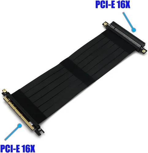 Vista 3 de HLT Tarjeta elevadora PCI Express 3.0 16x, extensión PCIe cable flexible de alta velocidad (7.9 in)