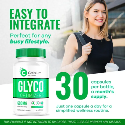 Vista 3 de Celsium Glyco Optimizer Capsules, Celsius Glyco, Celsius Glyco Optimizer Opiniones, Celsium Advanced Formula 30 Cápsulas durante 1 mes