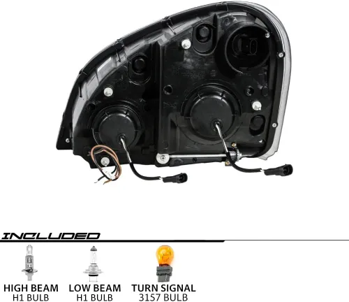 Vista 3 de EPIC LIGHTING Faros de Halógeno Estilo OE con Bisel Negro y Luz de Marcha LED Blanca, Ensamblaje de Reemplazo para FREIGHTLINER 08-17 CASCADIA