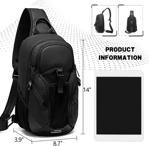Vista 5 de JUMO CYLY Water-Resistant Sling Bag for Men, USB Crossbody Backpack Casual Mens Shoulder Bag