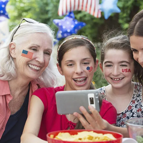 Vista 5 de Hying 10 tatuajes patrióticos del 4 de julio temporales para niños y adultos, bandera estadounidense, patrióticos temporales para decoración del 4