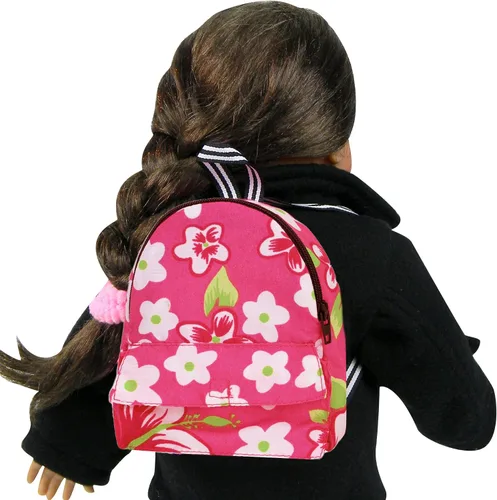 Vista 3 de Sophia's Mochila con cremallera y bolsillo frontal tamaño para muñecas de 18", Estampado floral, Estampado floral