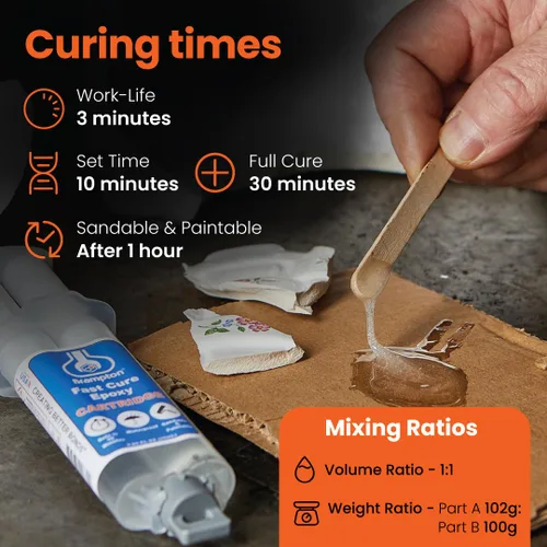 Vista 3 de Brampton - Epoxi de curado rápido, juego rápido de 10 minutos, curado en 30 minutos, kit de pegamento epoxi impermeable de 2 partes para azulejos