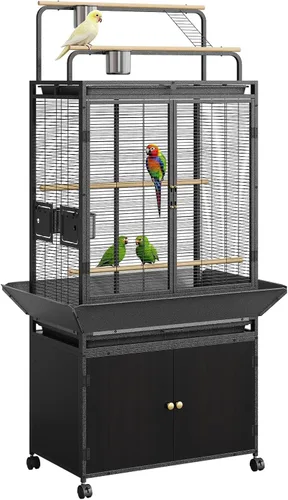 Vista 8 de GarveeTech Jaula para pájaros extra grande con tapa de juego y gabinete