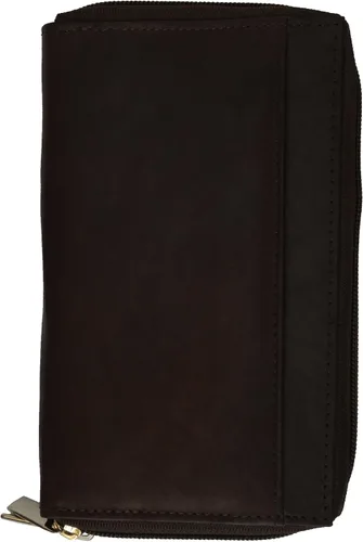 Vista 4 de MARSHAL Cartera organizadora de chequera de cuero genuino con cremallera alrededor de la cartera