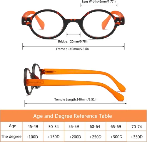Vista 3 de Paquete de 4 mini lentes de lectura redondos pequeños, cómodos para mujeres y hombres (multicolor2, 1.00, multiplicador_x)