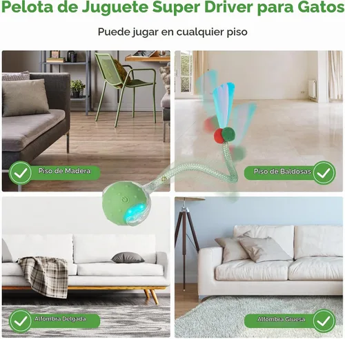 Vista 3 de Pelota interactiva para gatos, juguete móvil automático