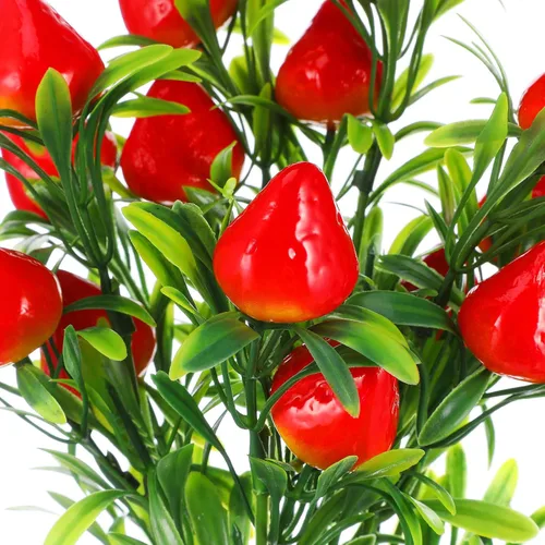 Vista 7 de Toddmomy Fresa falsa, 3 piezas de tallo de fresa artificial, adornos de flores de fruta para decoración del hogar, boda, fiesta, fruta artificial