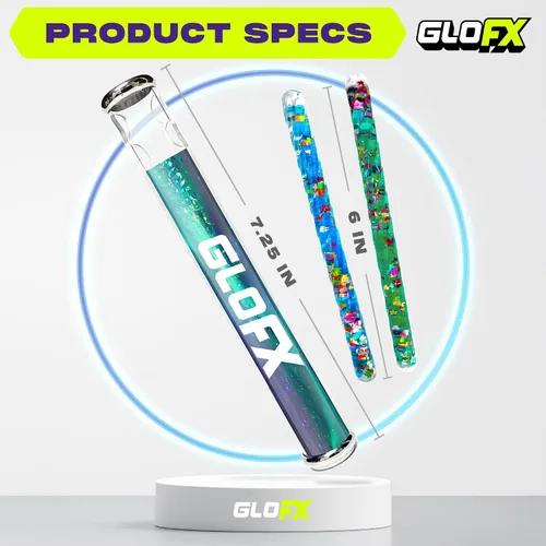 Vista 3 de GloFX Aurora Borealis Liquid X - Juguete de tubo caleidoscopio - Varitas de purpurina dobles (azul y verde azulado) - Incluye tubo, varitas