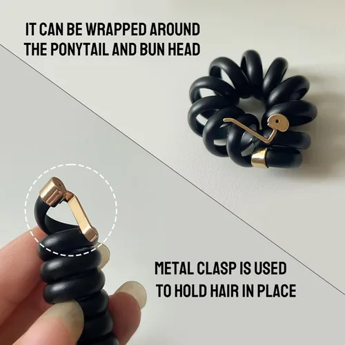 Vista 5 de 2 ligas para el cabello en espiral, alta elasticidad, hebilla sin arrugas para mujeres, banda trenzada impermeable a la moda, accesorios de bobinas