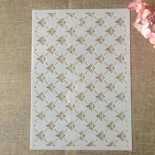 Vista 2 de TIAMECH Plantilla A4 reutilizable de líneas de símbolos pequeños para pintar, plantilla de capas de textura de cuadrícula, arte de pared
