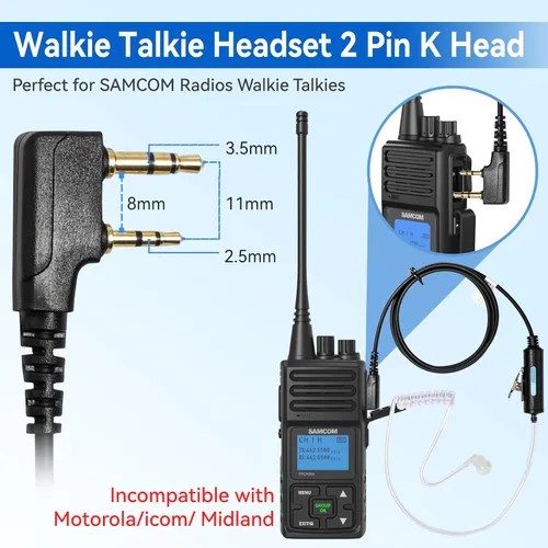 Vista 4 de SAMCOM - Auricular de 2 pines para radios FPCN30A FPCN10A (tubo transparente, 6 paquetes)