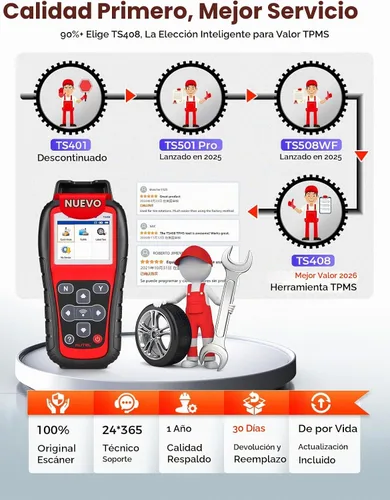 Vista 9 de Herramienta de programación Autel MaxiTPMS TS408 TPMS, reaprende activar todos los sensores 2026 Lifetime Updates as TS501 PRO TS508WF, Tire