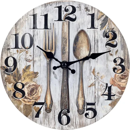 Vista 10 de Reloj de pared de cocina de 12 pulgadas, reloj de cristal moderno con tema