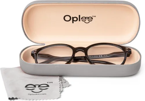 Vista 7 de Oplee Estuche rígido para lentes con paño de microfibra gris