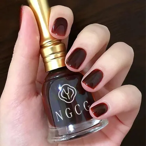 Vista 7 de COSMOO 15ml Esmalte de uñas de secado rápido color rojo oscuro, laca para uñas resistente a las astillas color marrón rojo para arte en uñas