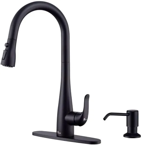 Vista 7 de Grifo de Cocina con Dispensador de Jabón y Pulverizador Extraíble - Grifo de Fregadero de Cocina de Acero Inoxidable con Una Sola Manija, Diseño