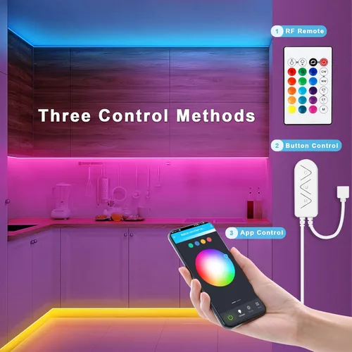 Vista 4 de Tatazone Tiras de luces LED RGBWW con Bluetooth, 5 metros de tiras de luz LED ajustables de blanco 3000K a 6500K + RGB, tiras de luces LED