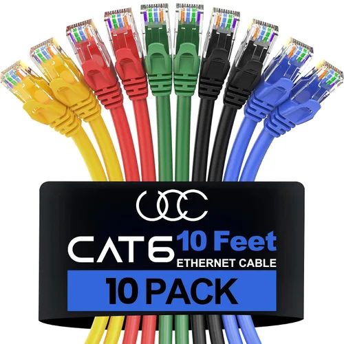 Vista 28 de Ultra Clarity Cables Cable Ethernet Cat6 (1 pie) LAN, UTP Cat 6 RJ45, red, parche, cable de Internet, paquete de 20 (1 pie)