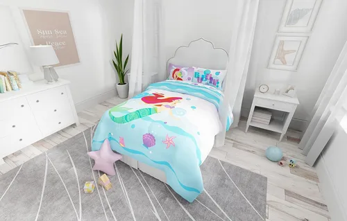 Vista 6 de The Little Mermaid Ariel - Juego de sábanas de microfibra súper suave para niños (producto oficial de Disney) por Franco