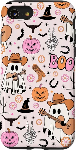 Vista 18 de Spooky Ghost Cowboy Cute Halloween Boo Western Retro Pastel Case for iPhone 17