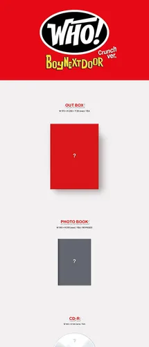 Vista 2 de BOYNEXTDOOR QUIÉN! 1er single álbum Crunch Verson 1p Poster en paquete+80p PhotoBook+2p photoCard+1p Postcard+seguimiento sellado