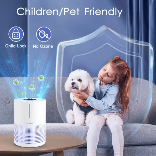 Vista 9 de MOOKA Purificadores de aire M01 para dormitorio y hogar, 430 pies cuadrados con 2 filtros adicionales, filtro HEPA H13, pequeño purificador de aire