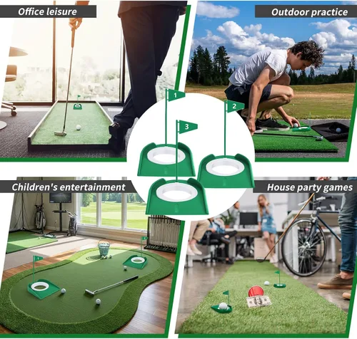 Vista 7 de Sotiff Práctica de práctica de golf con agujero de copa, accesorios de golf, putters de entrenamiento con bandera de plástico para adultos, oficina