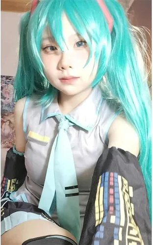 Vista 2 de Disfraz de anime para mujer, disfraz de Halloween, cosplay, conjunto completo de uniformes con pelucas, cola de caballo trenzada