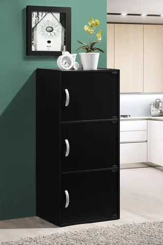 Vista 5 de HODEDAH IMPORT Estantería Librero de 3 Estantes, Negro