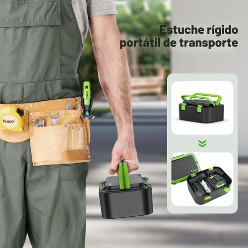 Vista 9 de Huepar Nivel láser 360 autonivelante, nivelador láser de línea cruzada verde recargable 3x360°, herramienta láser de nivel 3D para construcción